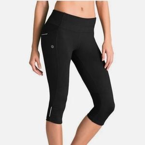 Athleta Black "Be Free" Reflective Trim Wicking Run Knickers - S